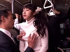 Japanese whore nailed and facialized in a bus