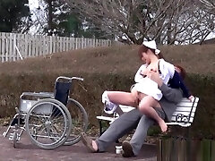 Naughty Asian nurse enjoys hot outdoor hump Naughty Asian nurse enjoys hot outdoor hump