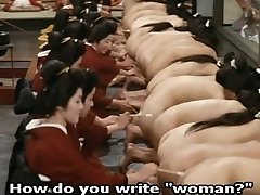 Japanese Harem: Ass feathering ejaculation to Concubine beotches