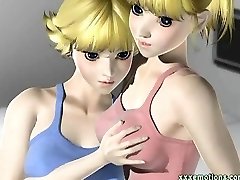 Animated blondes sharing a massive black meatpipe