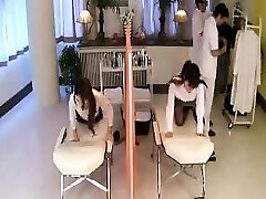 2 sexy Chinese girls enjoy a hot massage and feed their lus