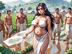 AI Generated Pics of Horny Anime Indian women & Elves having joy & common bath