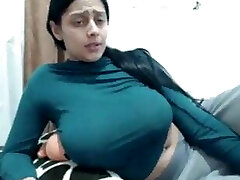 Bengali white girl uncovering her xxl melons in cam