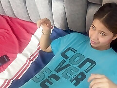 I find my little stepsister with my clothes on, I take them off and I pound her hard until I cum in her pussy