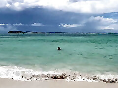 Wife sharing on naturist beach while spouse records, teenage slut gets fucked by a random guy on a nudist beach