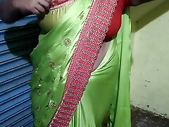 My Indian step-mother dress remove and saree wear my front side I see and record video