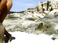 Superb German chick with dark hair gets a hard anal invasion bang at the beach
