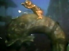 Doll sponge diver swims underwater