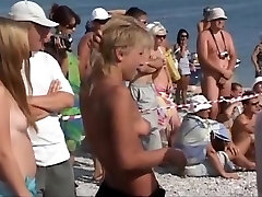Flick shots from a crowded nudist beach