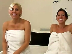Two pregnant damsels and shaving