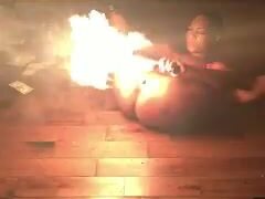 Stripper shoots fire out of snatch