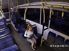 Busty hairy cunt unexperienced banged in a bus