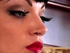 Latex mistress frolicking with her blonde slaves