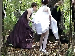 A clittie among voyeur videos with a bride pissing in the woods