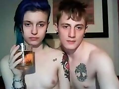 Crazy teenage couple shagging on webcam