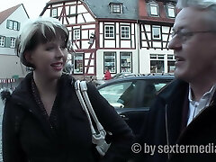 Old grandpa plows the neighbor