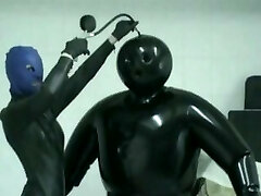 Strong Rubber Spandex Lesbian Teens Inflateable Suit Breath Play Control Mask