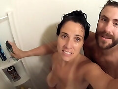 Soapy Handjob & Doggie Fuck, in the Shower. Closeup Go-Pro Point Of View!