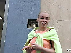 GERMAN SCOUT - TINY COLLEGE Woman REBECCA PICKUP AND FUCK AT STREET Audition