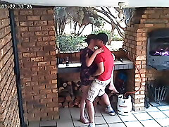 Hidden Cam: CC TV self catering accomodation couple ravaging on front porch of nature reserve