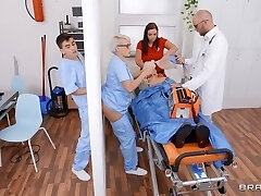 Huge-titted mature nurse Angel Wicky culo fucked by her patient in the hospital