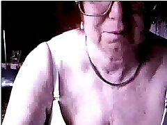 Ugly four eyed grandmother from Germany exposes her time worn labia on webcam