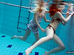 Zealous Katrin Bulbul enjoys underwater nude swimming with molten girl