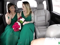 Bridesmaids were on their way to the wedding but their plans changed when they saw a steamy taxi driver