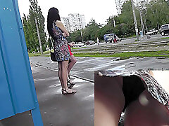 2 girlfriends caught in the outdoor and bus upskirts