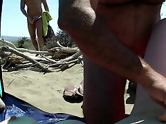 Public Beach Lovemaking in Spain - Everyone can finger and poke me on the beach