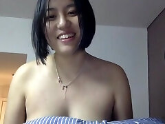 Hairy Chinese doll masturbates and stretches ass on Skype (part 1)