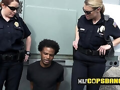 Milf cops get a rimjob as pervert continues to pummel them