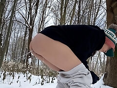He pissing inwards my young ass in the woods on snow