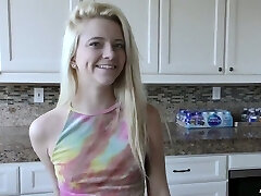 Cute platinum-blonde teen Riley Star is having sex fun with her perverted boyfriend