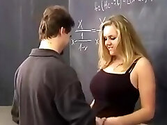 Blonde student offers her tits to her French professor