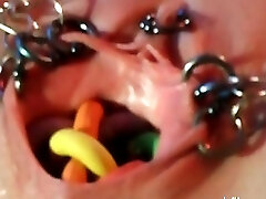 Extremely weird pierced vaginal insertions
