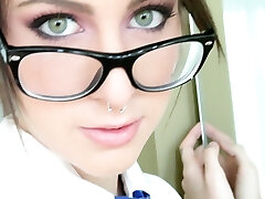 Pierced Babe In Glasses Giving An Arousing Fellatio