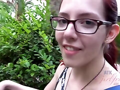 Red haired babe with glasses is in the mood for a good fuck, or just an orgasm