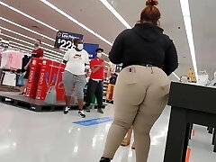 Bbw Walmart employee yam-sized booty wedgie see thru