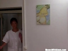 MILF Nurse Sexy Stockings Office Fucked Two Physicians