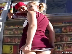 Ice cream seller luvs fucking throat and pussy of naughty cheerleader Cindy Loo