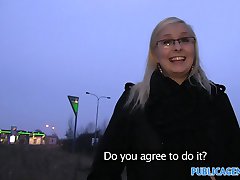 PublicAgent Outdoor fucking with sexy blonde in glasses