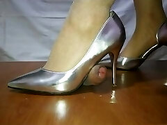 Chinese femdom cock trample shoejob foot wank amaszing cumshot