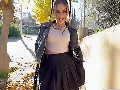 Filthy street sex with shameless sex addict Bella Rico