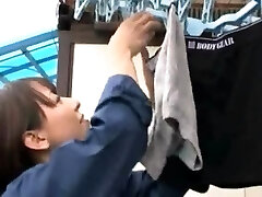 Asian and brunette munch pussies and fuck outdoors