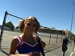 Picking up this school cheerleader babe was as easy as one two three