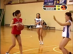 Girls from Asia playing basketball and showing naked breasts