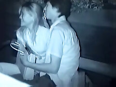 Petite asian brunette fucks on a covert street cam