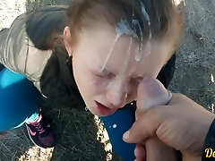 Jizm In Face - Vozbuzhdennaya Shkolnica Soset Chlen, Chtob Poluchit Mnogo Jelly Na Ee Krasivoe Lichiko