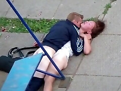 Inebriated couple fuck on the playground